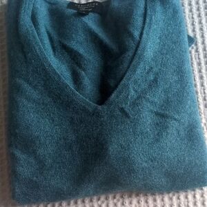 Women's Teal Cashmere V-Neck Sweater